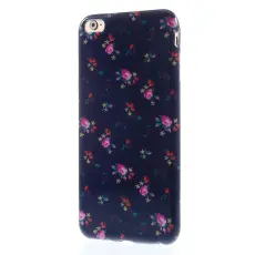 OEM - Flexicase Skal till Apple iPhone 6(S) Plus - Svart Rosa Blommor