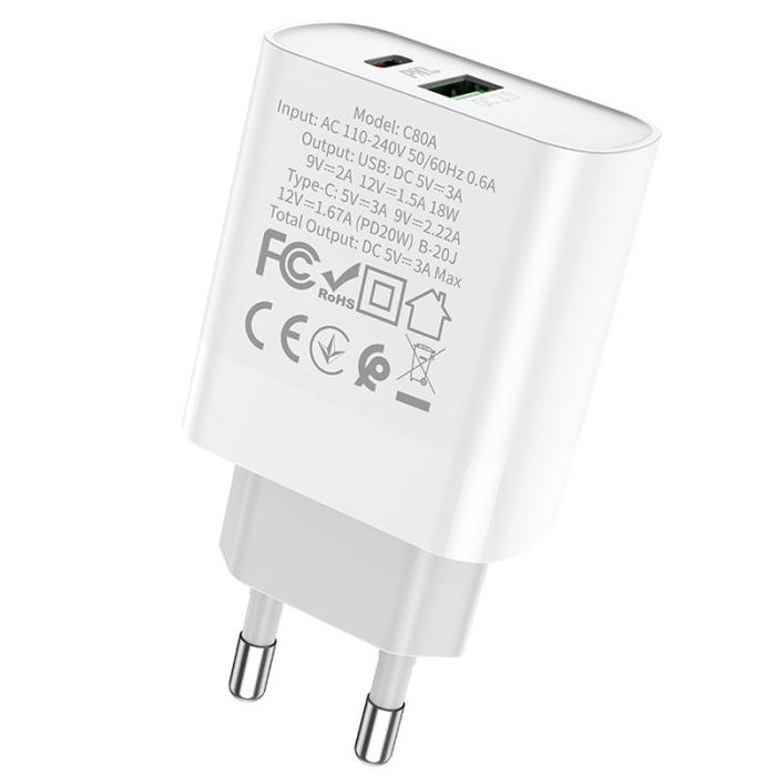 Hoco Case - Hoco Case - Network Charger 20W- Vit