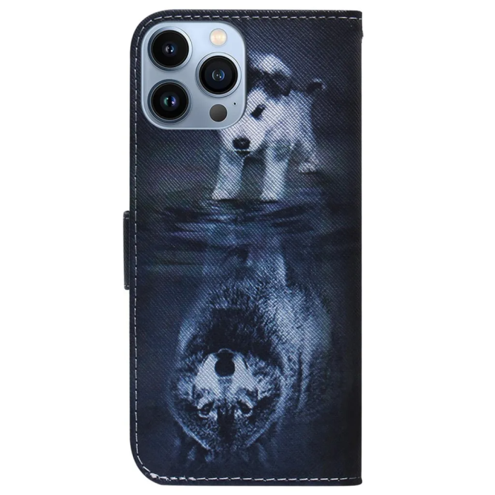 Taltech - iPhone 15 Pro Max Plånboksfodral Tryck - Hund och Varg