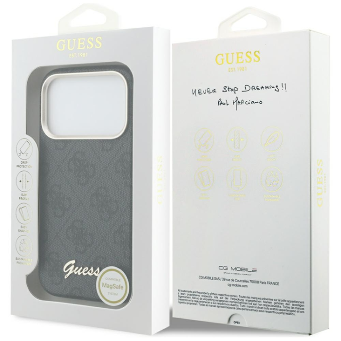 Guess - Guess Mobilskal För iPhone 17 Pro Max MagSafe 4G Script - Svart