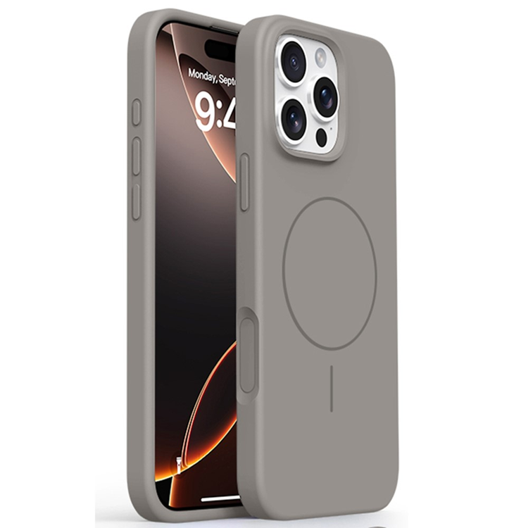 iPhone 16 Pro Mobilskal MagSafe Liquid Silikon Microfiber - Mörkgrå | 2353 | AlltMobil