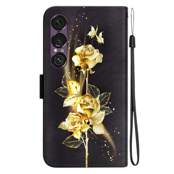 A-One Brand - Sony Xperia 1 VII Plånboksfodral Pattern Printing - Guld Rose