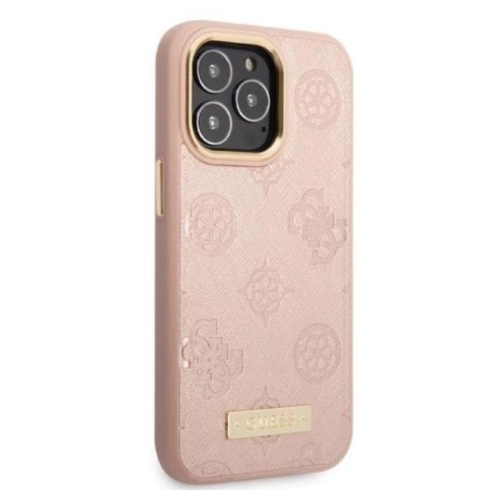Guess - Guess iPhone 13 Pro Skal MagSafe Peony Logo Plate - Rosa