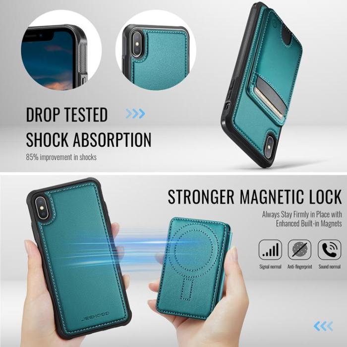 OEM - JEEHOOD Mobilskal till iPhone XS Max Magsafe Läder - Blå