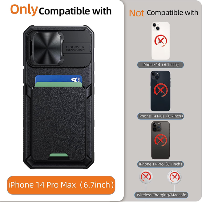 OEM - iPhone 14 Pro Max Mobilskal Korthållare Kamera Slider - Svart