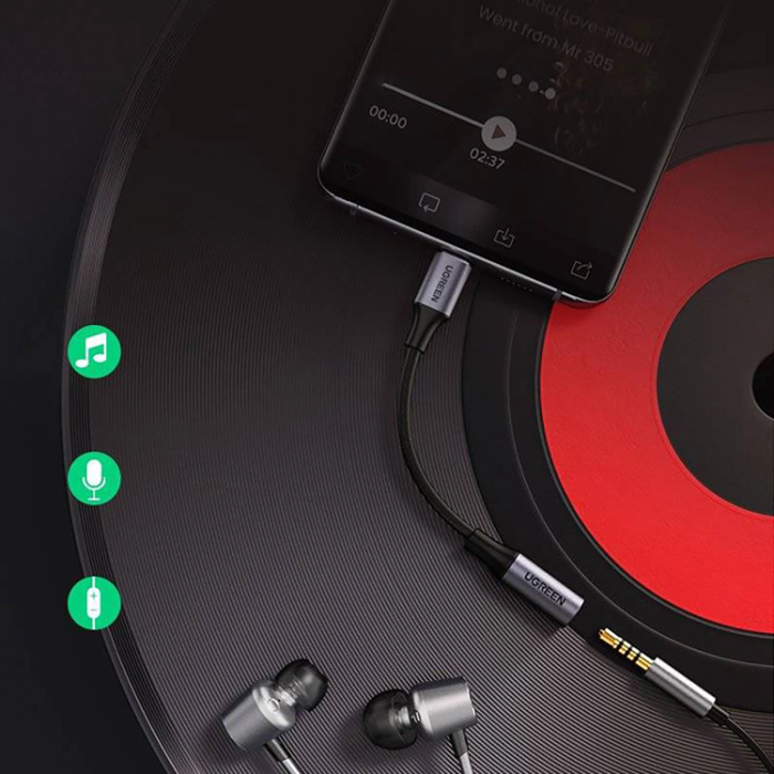 Ugreen - Ugreen Adapter USB-C till Audio Miniuttag 3.5 mm för Hörlurar - Grå