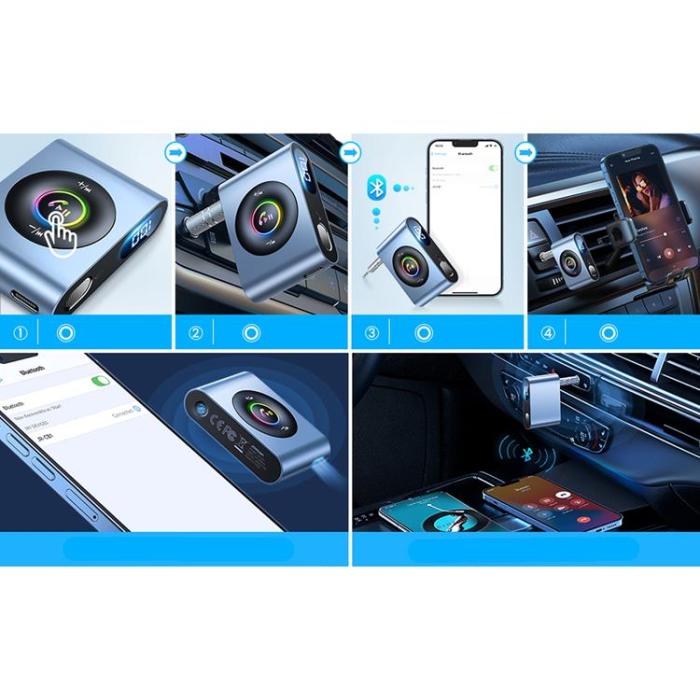 Joyroom - Joyroom Bil Bluetooth 5.3 Sändare och Handsfree Kit - Blå