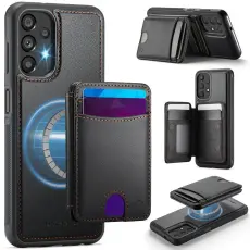 OEM - JEEHOOD Samsung Galaxy A13 4G/5G Mobilskal Konstl&auml;der med Kortfack - Svart