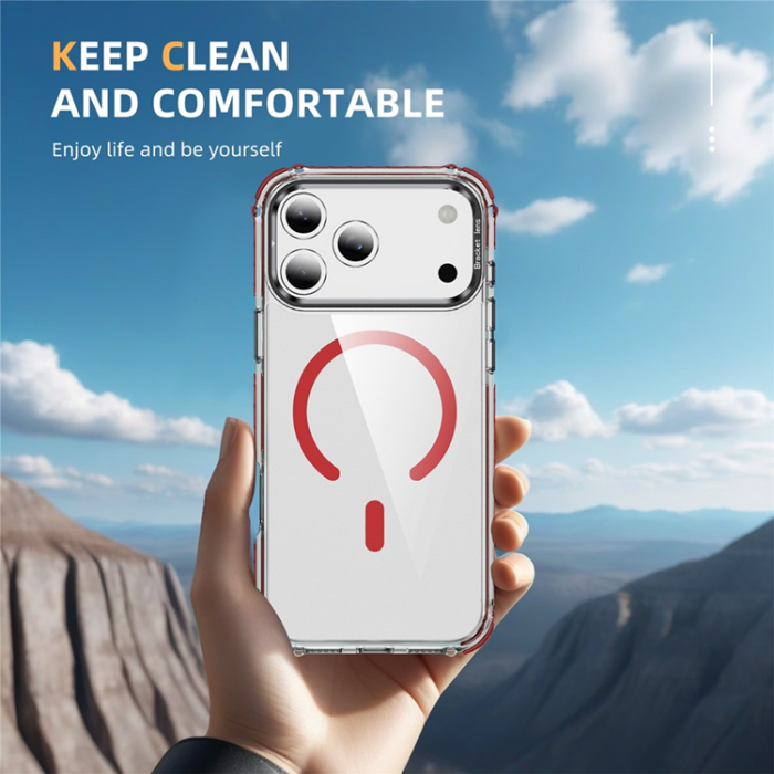 A-One Brand - iPhone 17 Pro Max Mobilskal MagSafe Kickstand - Röd/Svart
