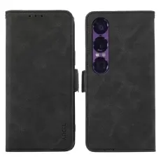 ABEEL - ABEEL Sony Xperia 1 VII Konstl&auml;der Pl&aring;nboksfodral RFID-Skydd - Svart