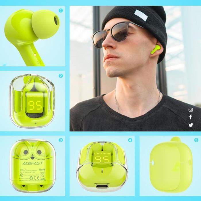 Acefast - Acefast In-ear Trådlösa Hörlurar TWS Bluetooth - Grön