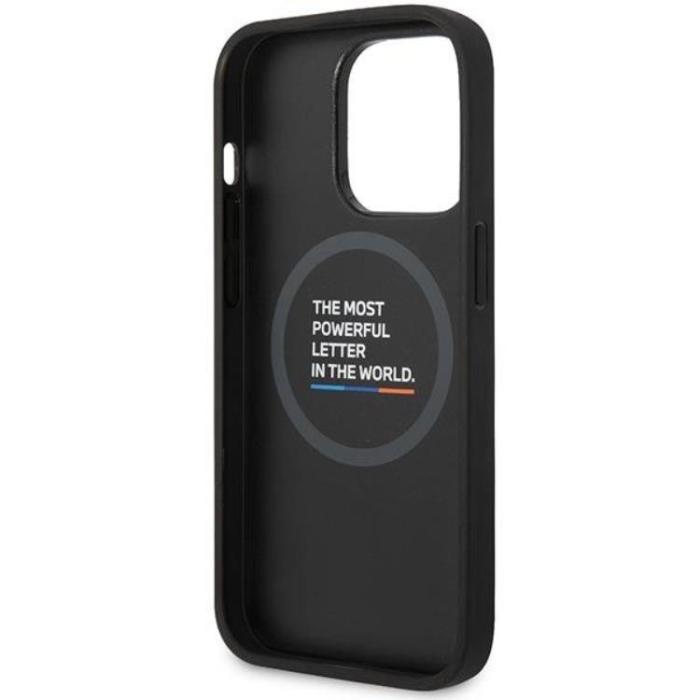 BMW - BMW iPhone 14 Pro Magsafe Läder Mobilskal Carbon - Svart