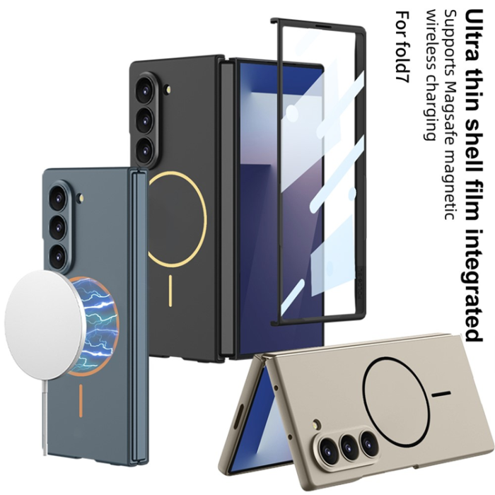 GKK - GKK Galaxy Z Fold 7 Mobilskal MagSafe Slim med Härdat Glas - Silver
