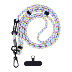 A-One Brand - Crossbody Mobilrem Lanyard Justerbar 7mm - Lila/Gul/Blå