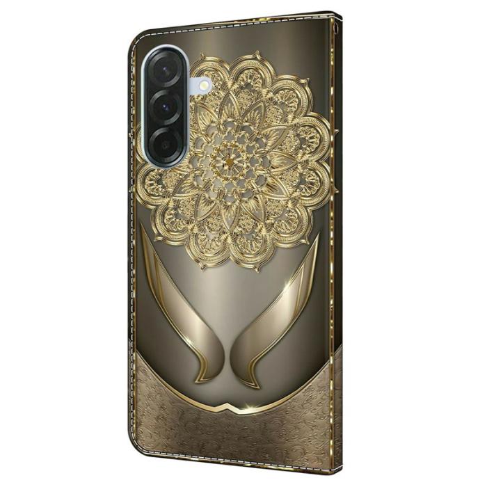 OEM - Samsung Galaxy A57 Plånboksfodral Mönstertryck Konstläder - Gyllene Blommor