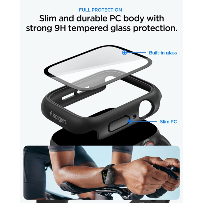 Spigen - Spigen Skal För Apple Watch (44mm) Thin Fit 360 - Svart