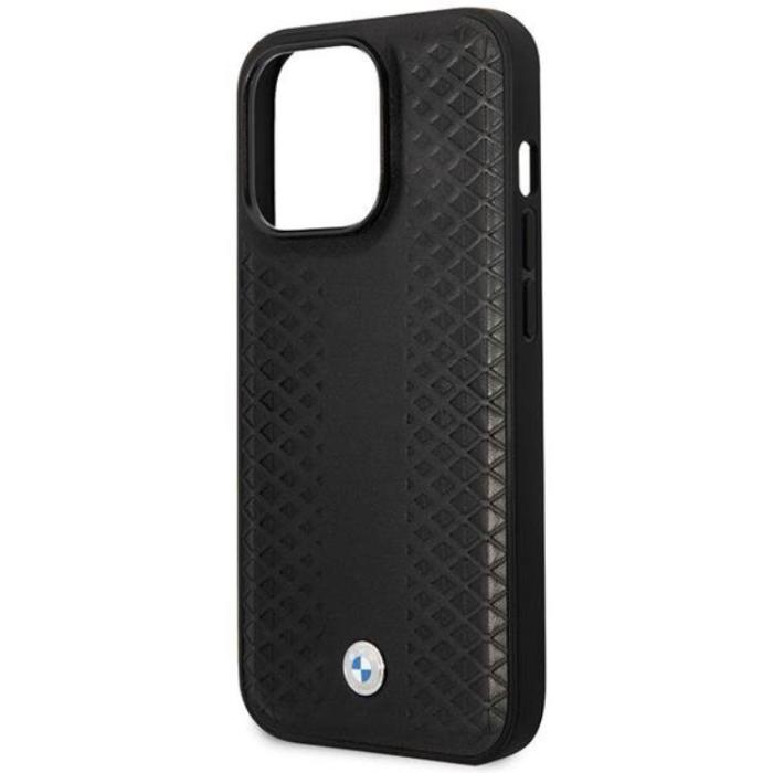 BMW - BMW iPhone 14 Pro Magsafe Läder Mobilskal Diamond - Svart
