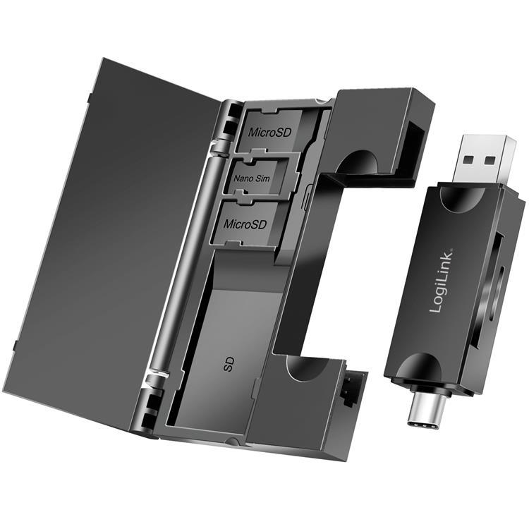 Logilink Minneskortsläsare USB-C Med USB-A MicroSDoch SD-kord | 288 | AlltMobil