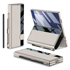 GKK - GKK Galaxy Z Fold 7 Plånboksfodral Pennfack Med Härdat Glas - Titangrå