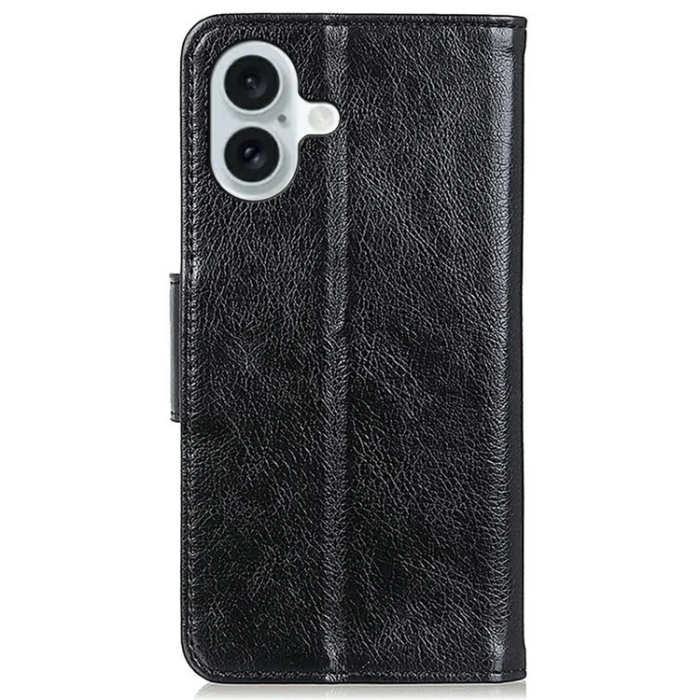 A-One Brand - iPhone 17 Plånboksfodral Nappa Texture Äkta läder - Svart
