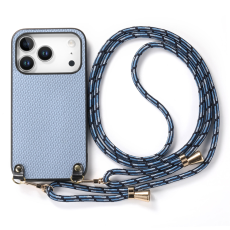 A-One Brand - iPhone 17 Pro Mobilskal Med Axelrem Snodd Carbon Fiber - Blå