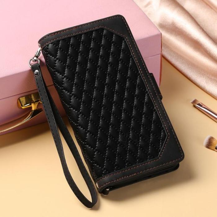 A-One Brand - iPhone 7/8/SE (2022/2020) Plånboksfodral Rhombus Grid - Svart