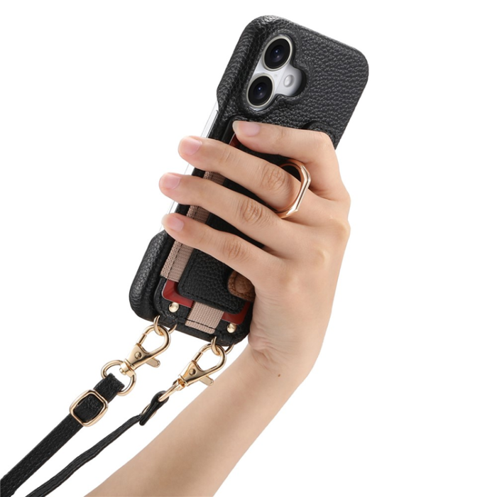 A-One Brand - iPhone 16 Mobilskal med Korthållare Ring Kickstand