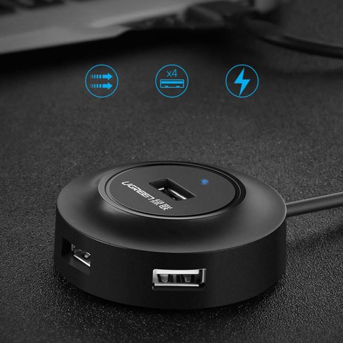 Ugreen - Ugreen HUB USB2.0 4x USB-A 480Mbps 1m (CR106) - Vit