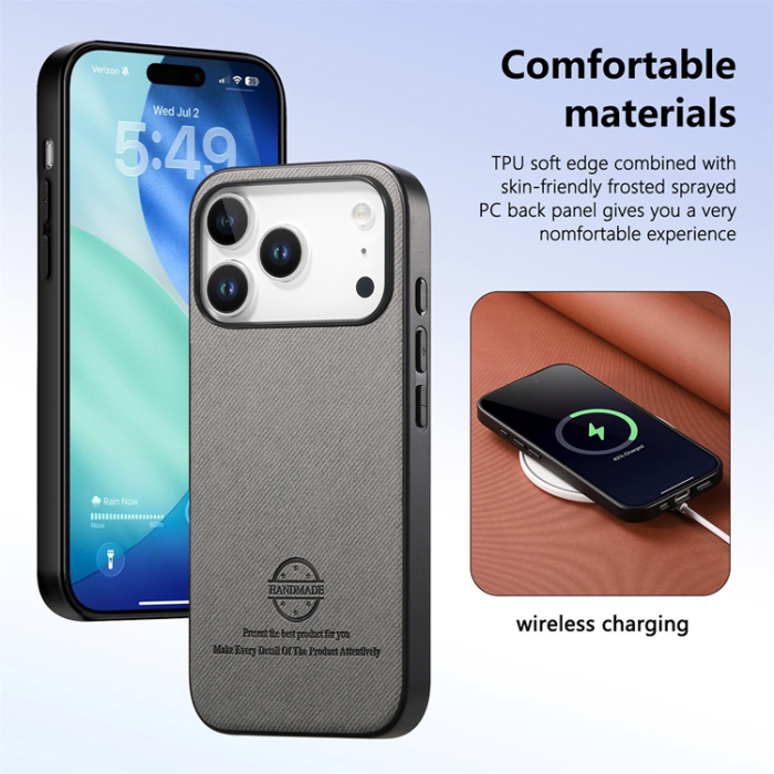 A-One Brand - iPhone 17 Pro Mobilskal Trasa Läder - Grå