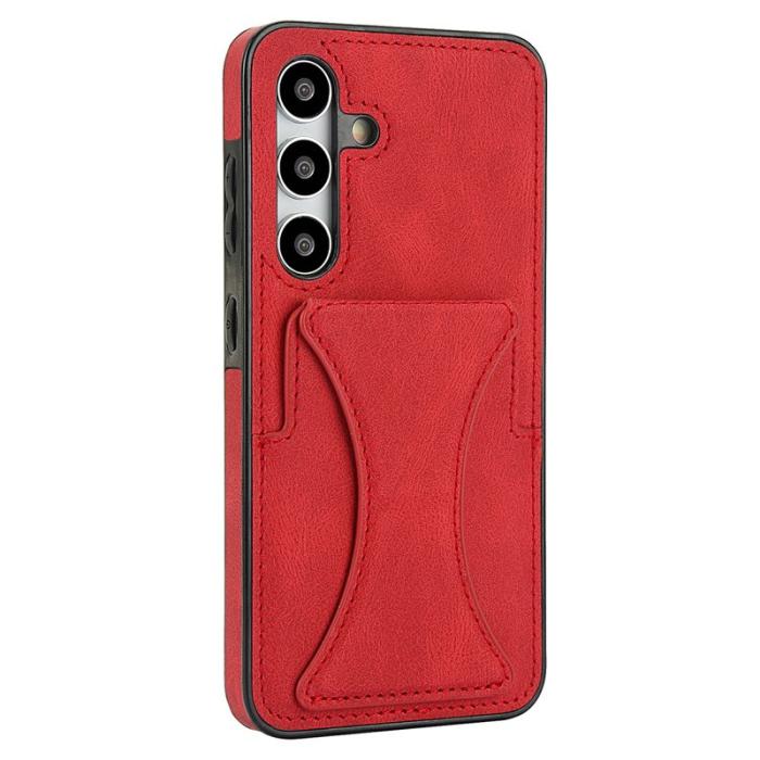 OEM - Mobilfodral för Samsung Galaxy S26 Konstläder + TPU Kickstand - Röd