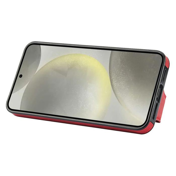 OEM - Mobilfodral för Samsung Galaxy S26 Konstläder + TPU Kickstand - Röd