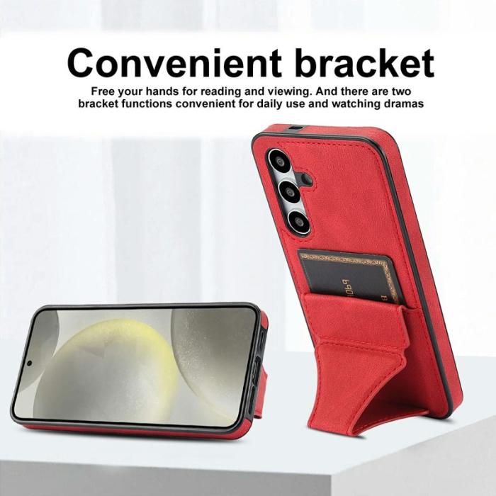 OEM - Mobilfodral för Samsung Galaxy S26 Konstläder + TPU Kickstand - Röd