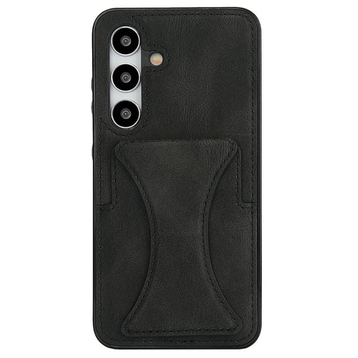 OEM - Mobilfodral för Samsung Galaxy S26 Konstläder + TPU Kickstand - Svart