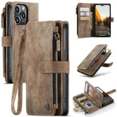 Caseme - CASEME iPhone 14 Pro Max Plånboksfodral C30 Zipper - Brun