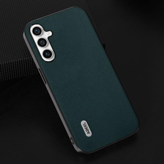 ABEEL - ABEEL Mobilskal till Samsung Galaxy A34 5G Litchi Textur Äkta Läder - Grön