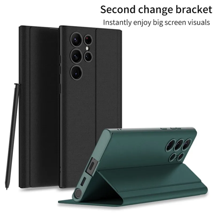 GKK - GKK Galaxy S23 Ultra Mobilfodral Magnetic PU-Läder - Svart