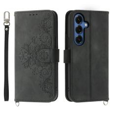 OEM - Samsung Galaxy S26 Plus Pl&aring;nboksfodral Blomm&ouml;nster Konstl&auml;der - Svart