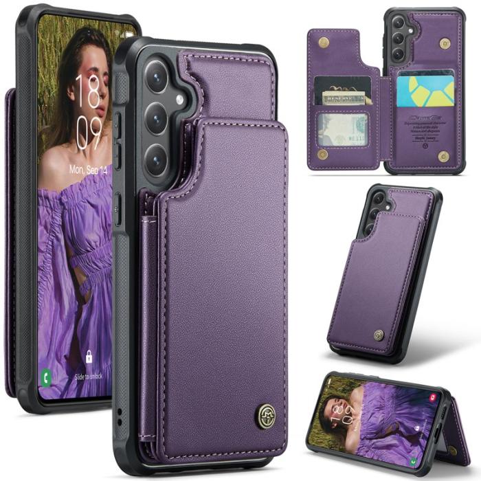 Caseme - CASEME C22 Fodral för Samsung Galaxy S25 Konstläder RFID-Skydd Lila