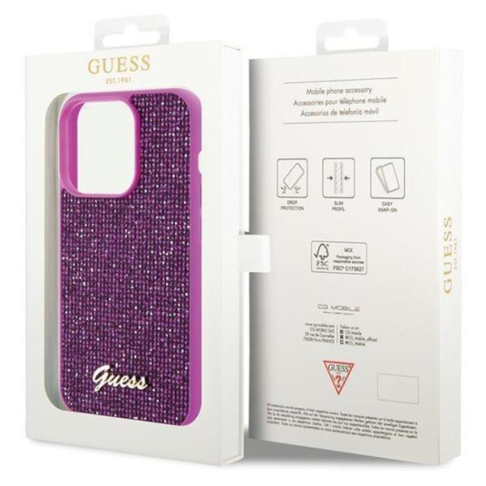 Guess - Guess iPhone 15 Pro Mobilskal Disco Metal Script - Rosa