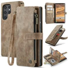 Caseme - CASEME Konstl&auml;der Pl&aring;nboksfodral f&ouml;r Samsung Galaxy S24 Ultra - Brun