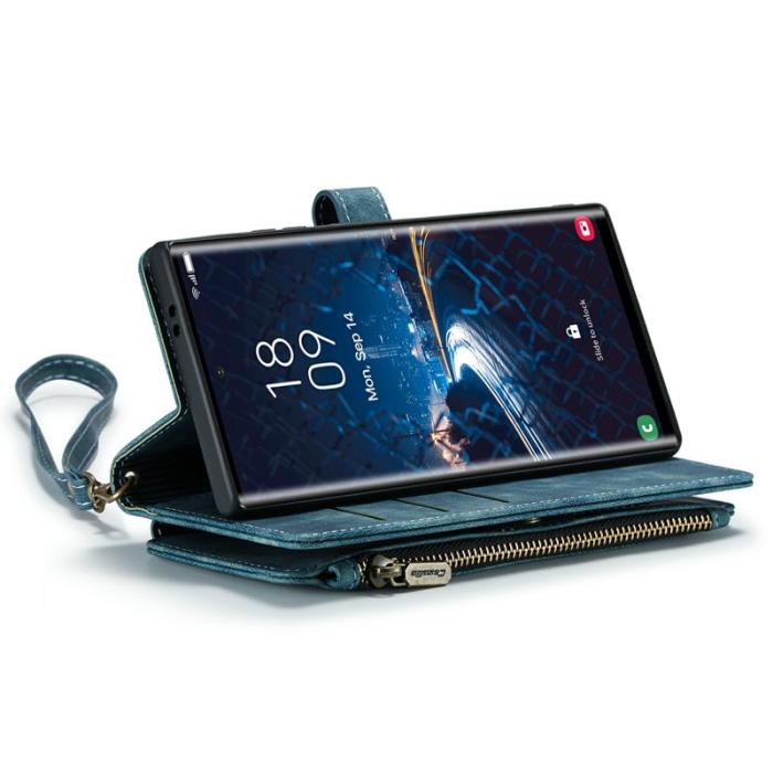Caseme - CASEME Konstläder Plånboksfodral för Samsung Galaxy S24 Ultra - Blå