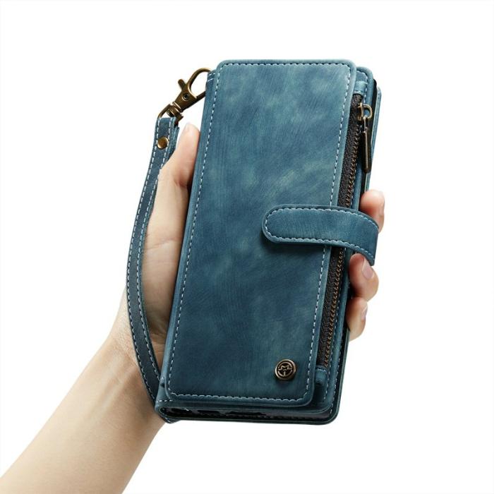 Caseme - CASEME Konstläder Plånboksfodral för Samsung Galaxy S24 Ultra - Blå