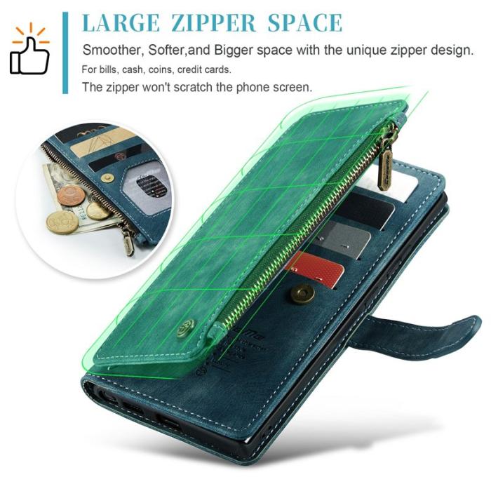 Caseme - CASEME Konstläder Plånboksfodral för Samsung Galaxy S24 Ultra - Blå