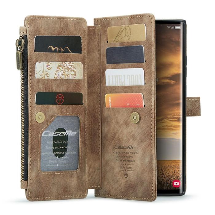 Caseme - CASEME Konstläder Plånboksfodral för Samsung Galaxy S24 Ultra - Brun