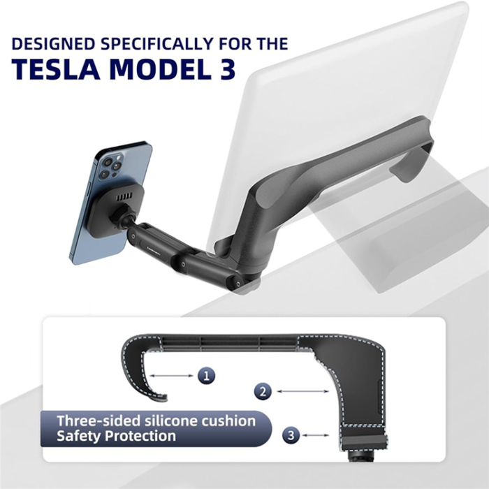 OEM - Magnetisk Bilhållare med 15W Trådlös Laddare för Tesla Model 3/Y LD-TS2-M4