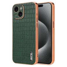 AZNS - AZNS iPhone 15 Plus Fodral KonstL&auml;der Kroko - Gr&ouml;n