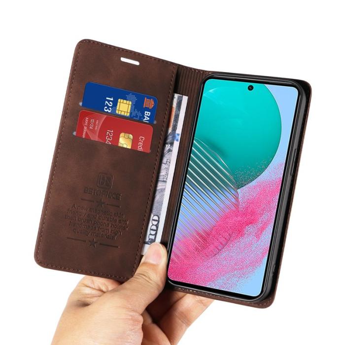 BETOPNICE - BETOPNICE 003 för Samsung Galaxy M54 5G Plånboksfodral Konstläder - Brun