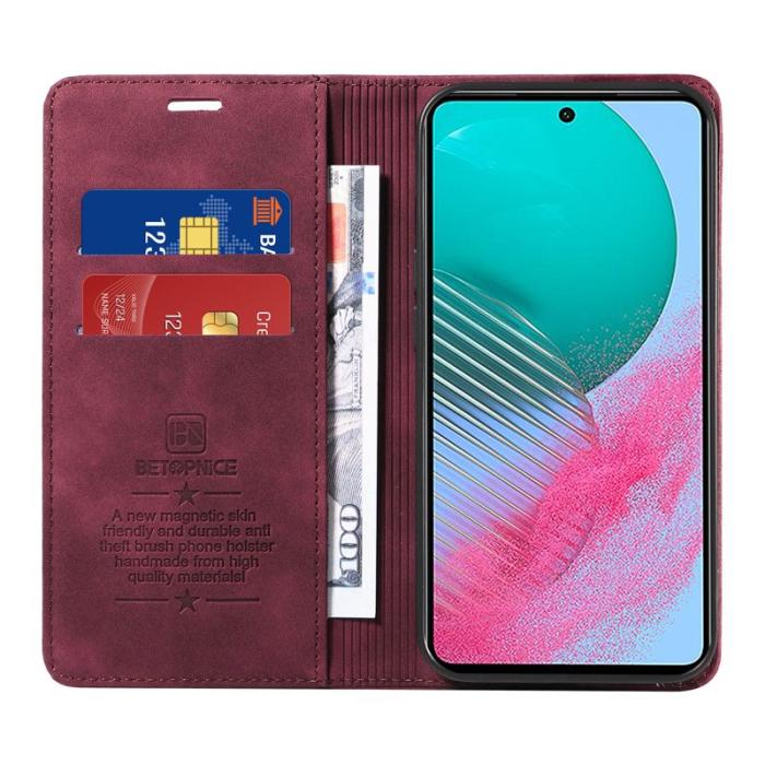 BETOPNICE - BETOPNICE 003 för Samsung Galaxy M54 5G Plånboksfodral Konstläder - Röd