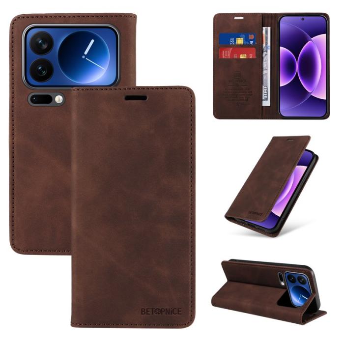 BETOPNICE - BETOPNICE Xiaomi 17 Pro Plånboksfodral Konstläder - Brun