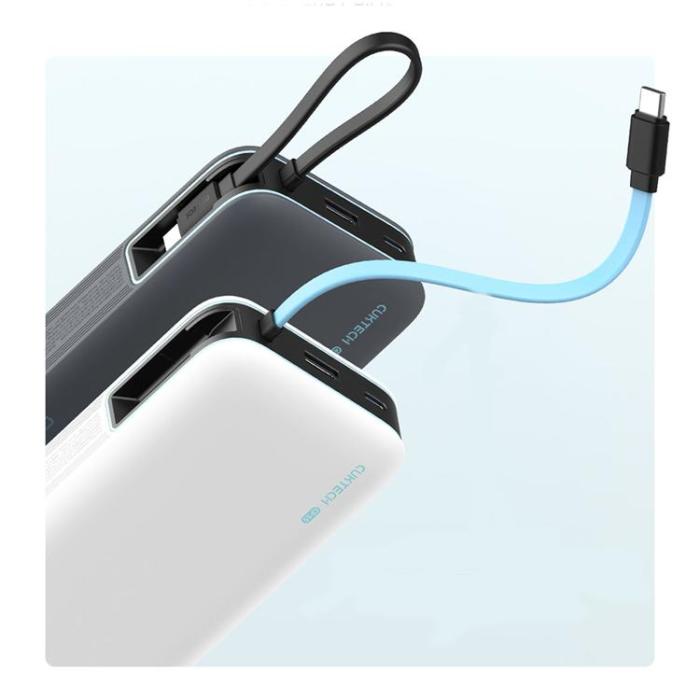 Cuktech - Cuktech Powerbank 20000 mAh 55W med Integrerad Kabel - Vit